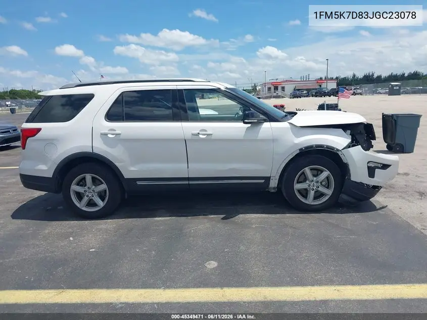 2018 Ford Explorer Xlt VIN: 1FM5K7D83JGC23078 Lot: 45349471