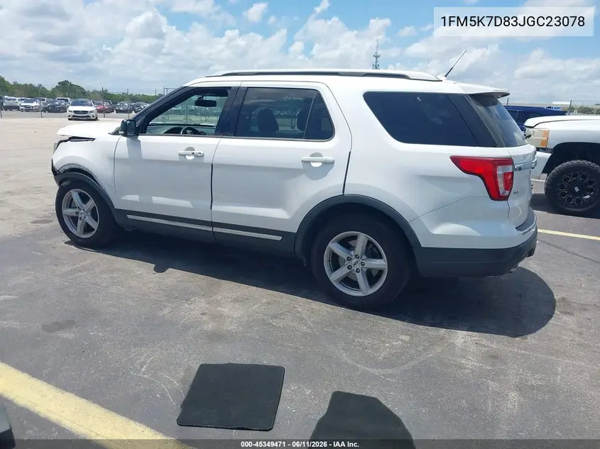 2018 Ford Explorer Xlt VIN: 1FM5K7D83JGC23078 Lot: 45349471