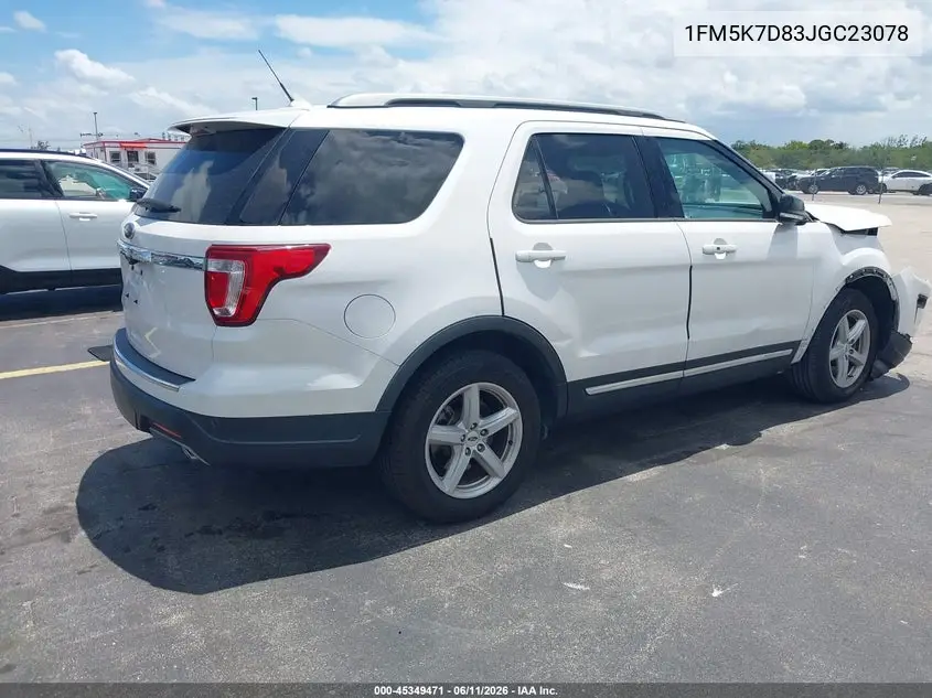 2018 Ford Explorer Xlt VIN: 1FM5K7D83JGC23078 Lot: 45349471