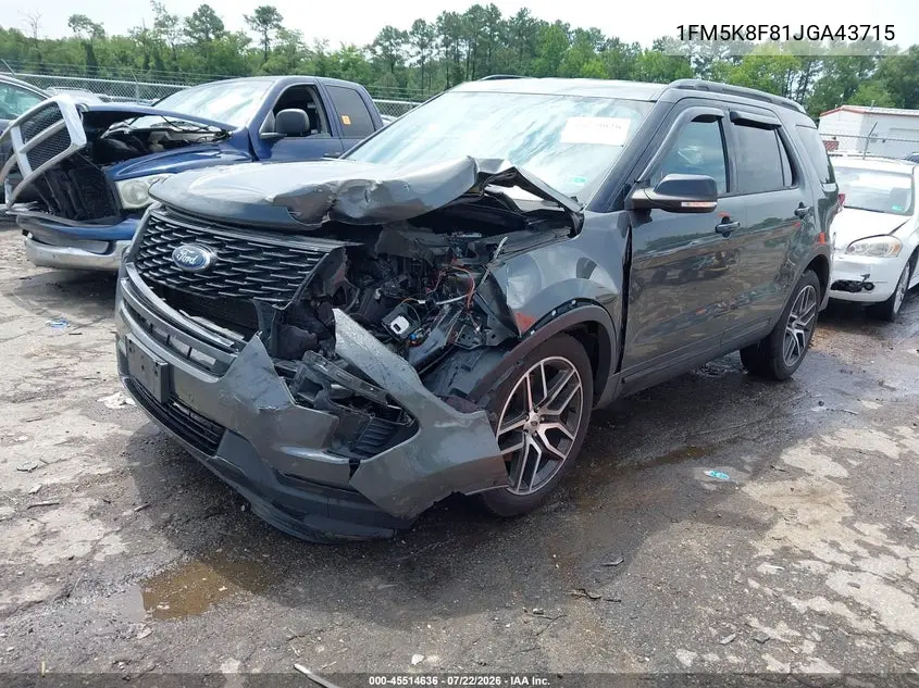 2018 Ford Explorer Limited VIN: 1FM5K8F81JGA43715 Lot: 45514636
