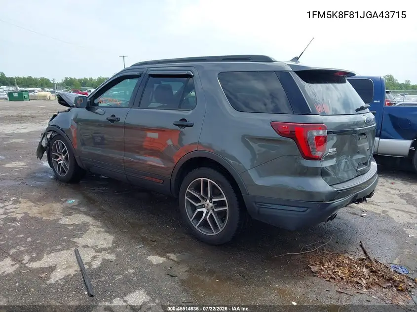 2018 Ford Explorer Limited VIN: 1FM5K8F81JGA43715 Lot: 45514636