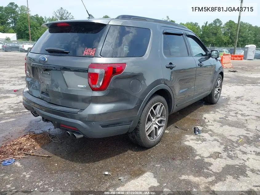 2018 Ford Explorer Limited VIN: 1FM5K8F81JGA43715 Lot: 45514636