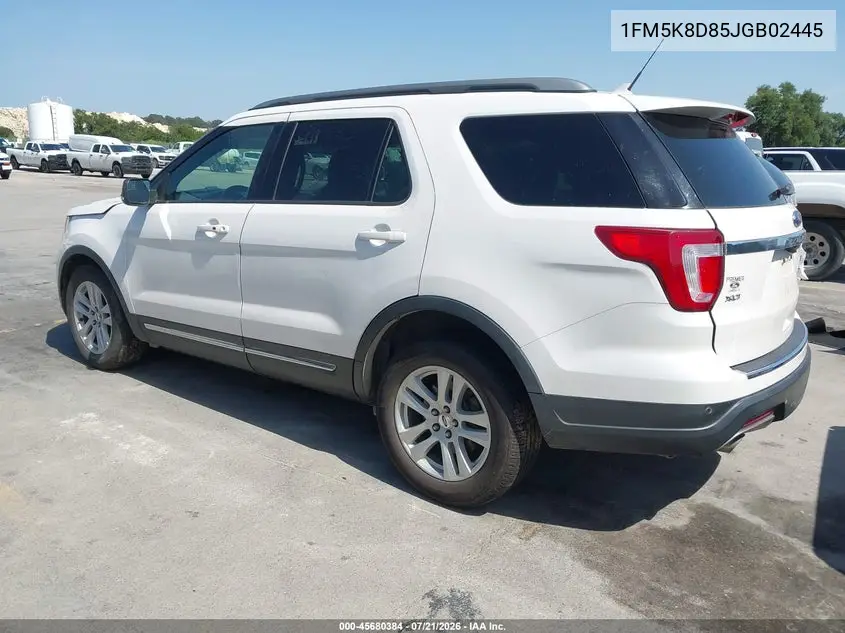 2018 Ford Explorer Xlt VIN: 1FM5K8D85JGB02445 Lot: 45680384