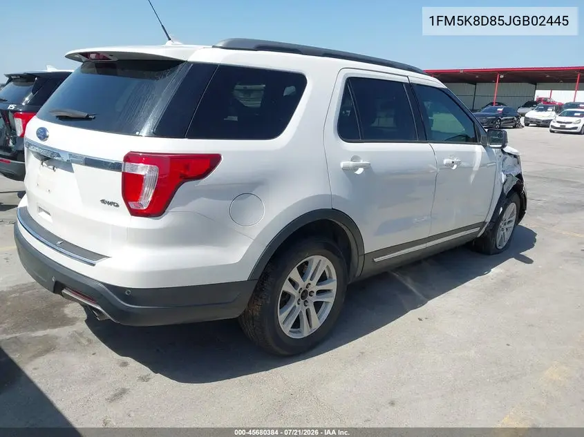 2018 Ford Explorer Xlt VIN: 1FM5K8D85JGB02445 Lot: 45680384