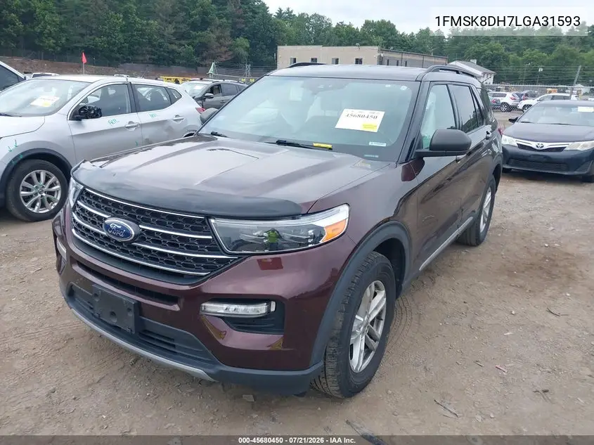 2020 Ford Explorer Xlt VIN: 1FMSK8DH7LGA31593 Lot: 45680450