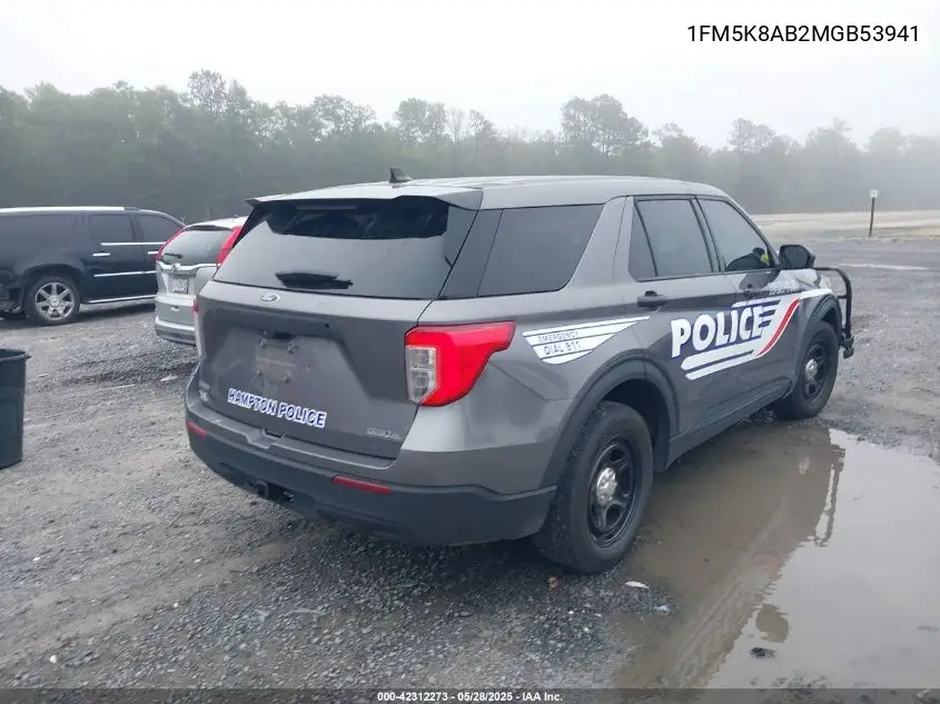 2021 Ford Police Interceptor VIN: 1FM5K8AB2MGB53941 Lot: 42312273