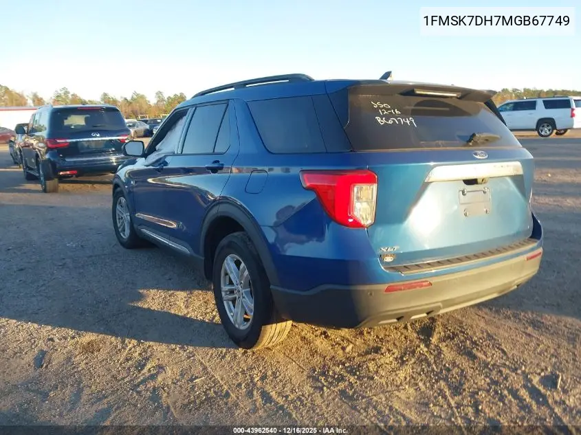 1FMSK7DH7MGB67749 2021 Ford Explorer Xlt