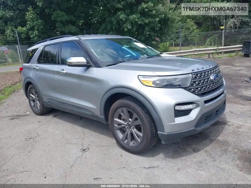 2021 Ford Explorer Xlt VIN: 1FMSK7DHXMGA67340 Lot: 45685804