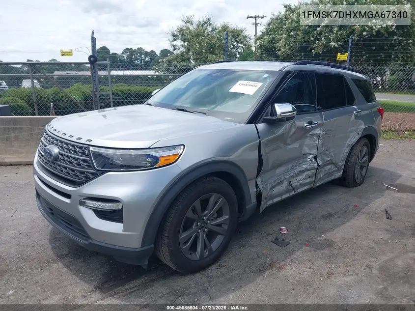 2021 Ford Explorer Xlt VIN: 1FMSK7DHXMGA67340 Lot: 45685804