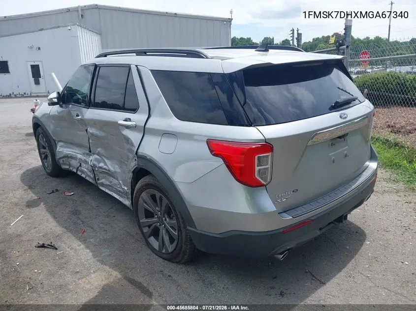2021 Ford Explorer Xlt VIN: 1FMSK7DHXMGA67340 Lot: 45685804