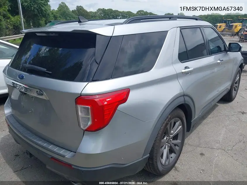 2021 Ford Explorer Xlt VIN: 1FMSK7DHXMGA67340 Lot: 45685804