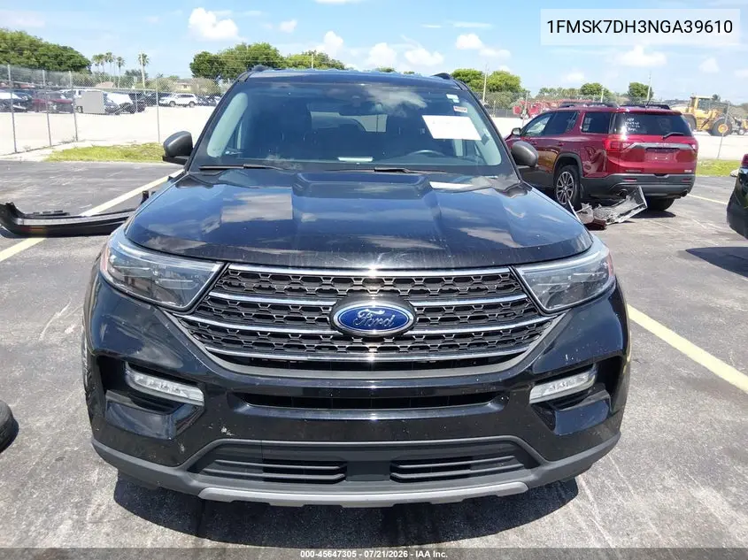 2022 Ford Explorer Xlt VIN: 1FMSK7DH3NGA39610 Lot: 45647305