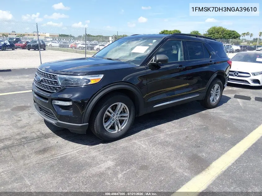 2022 Ford Explorer Xlt VIN: 1FMSK7DH3NGA39610 Lot: 45647305