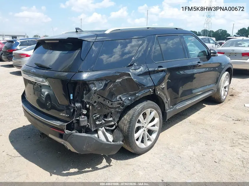 2023 Ford Explorer Platinum VIN: 1FM5K8HW3PNA00672 Lot: 45531006