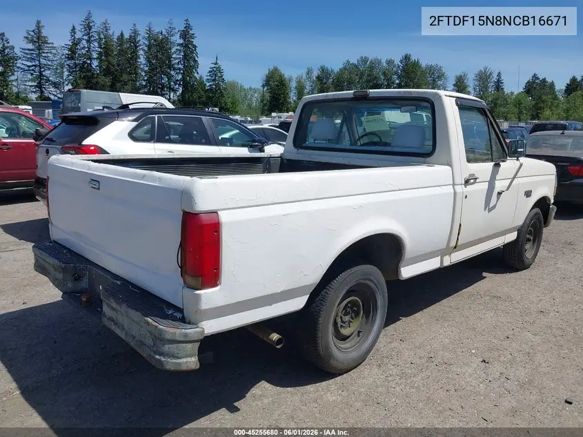 1992 Ford F150 VIN: 2FTDF15N8NCB16671 Lot: 45255680