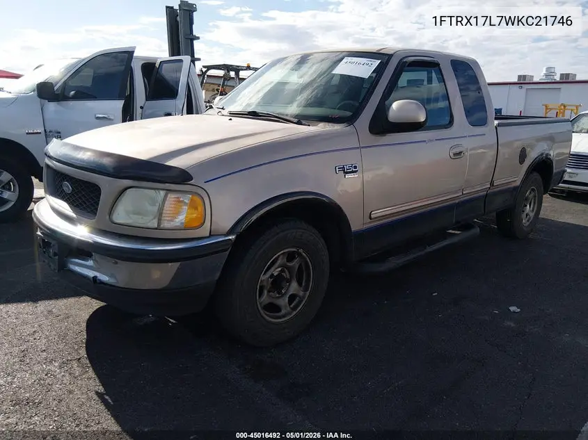1998 Ford F-150 Lariat/Xl/Xlt VIN: 1FTRX17L7WKC21746 Lot: 45016492