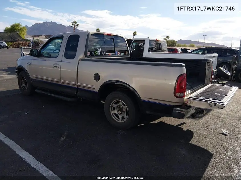 1998 Ford F-150 Lariat/Xl/Xlt VIN: 1FTRX17L7WKC21746 Lot: 45016492