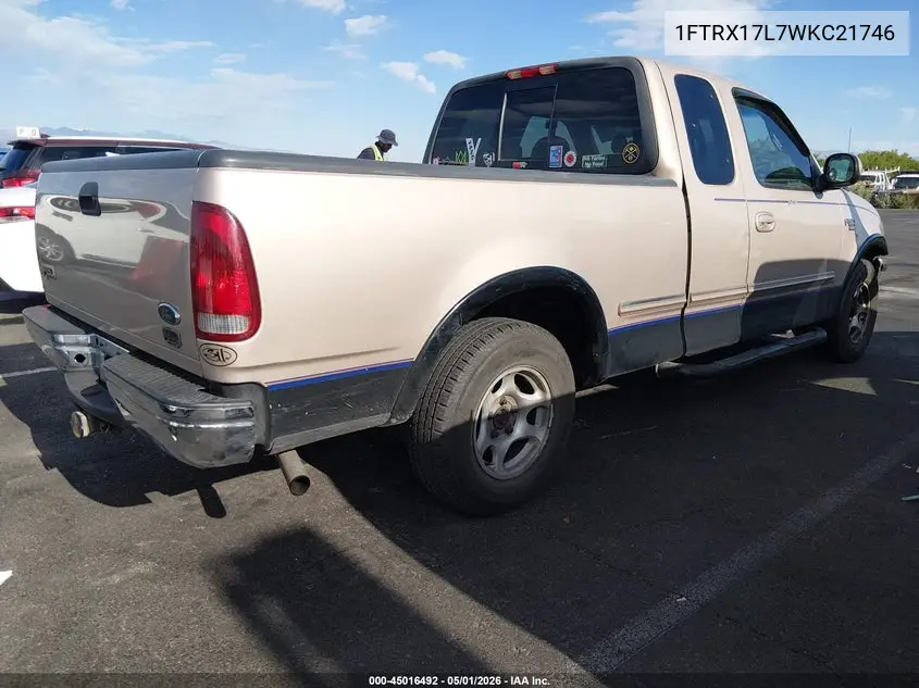 1998 Ford F-150 Lariat/Xl/Xlt VIN: 1FTRX17L7WKC21746 Lot: 45016492