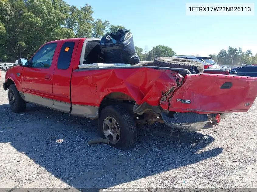 1FTRX17W23NB26113 2003 Ford F-150 Lariat/Xl/Xlt