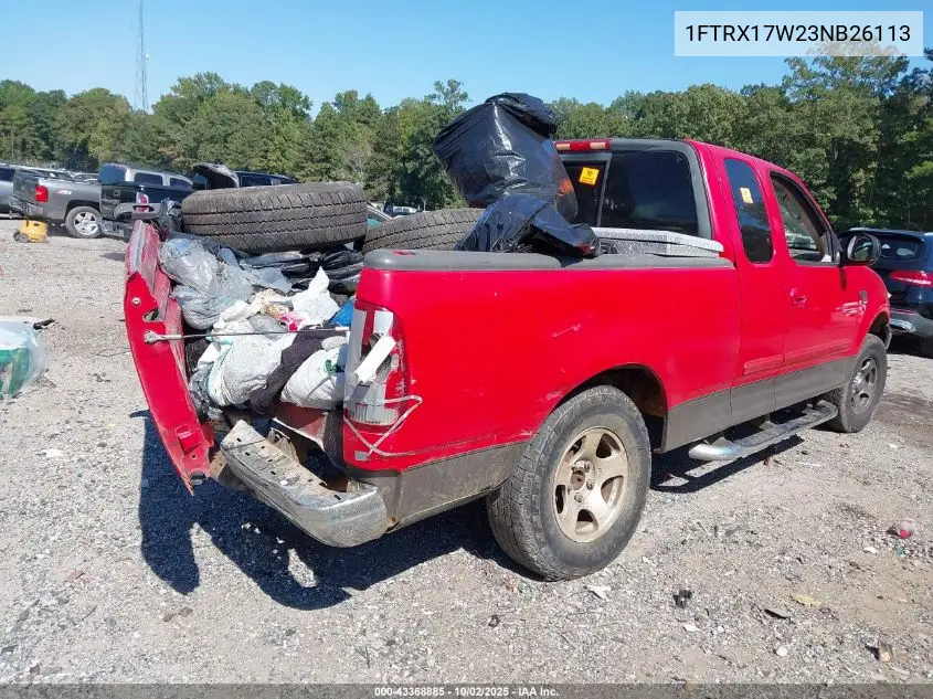 1FTRX17W23NB26113 2003 Ford F-150 Lariat/Xl/Xlt