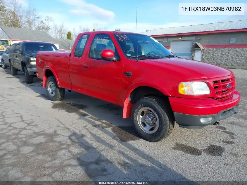 1FTRX18W03NB70982 2003 Ford F-150 Lariat/Xl/Xlt