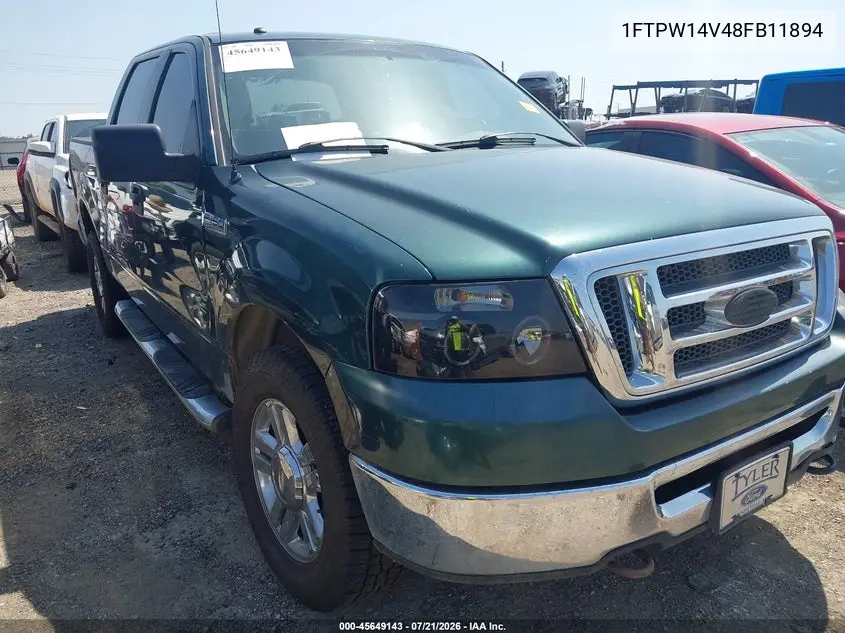 2008 Ford F-150 60Th Anniversary/Fx4/King Ranch/Lariat/Xlt VIN: 1FTPW14V48FB11894 Lot: 45649143