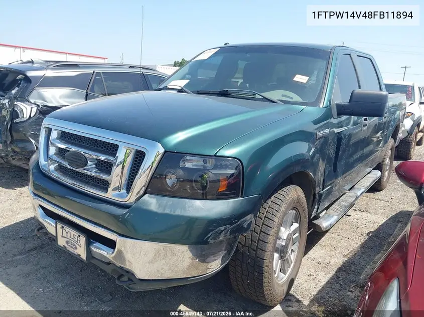 2008 Ford F-150 60Th Anniversary/Fx4/King Ranch/Lariat/Xlt VIN: 1FTPW14V48FB11894 Lot: 45649143