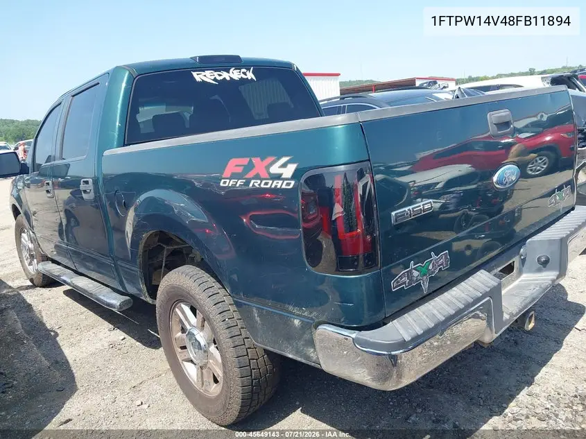 2008 Ford F-150 60Th Anniversary/Fx4/King Ranch/Lariat/Xlt VIN: 1FTPW14V48FB11894 Lot: 45649143