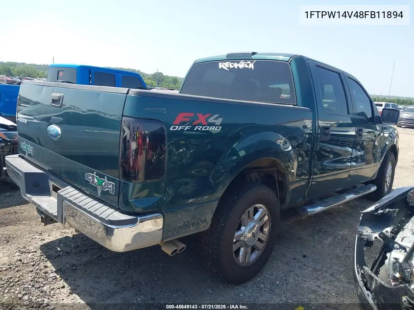 2008 Ford F-150 60Th Anniversary/Fx4/King Ranch/Lariat/Xlt VIN: 1FTPW14V48FB11894 Lot: 45649143