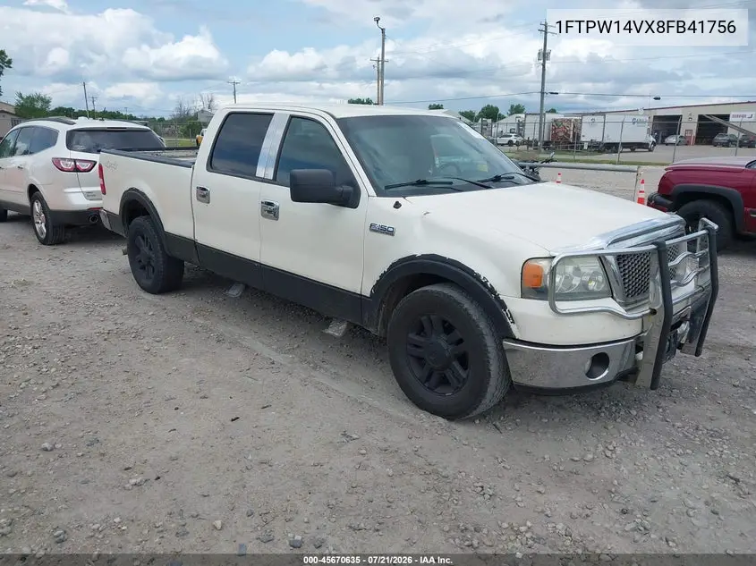 2008 Ford F-150 60Th Anniversary/Fx4/King Ranch/Lariat/Xlt VIN: 1FTPW14VX8FB41756 Lot: 45670635