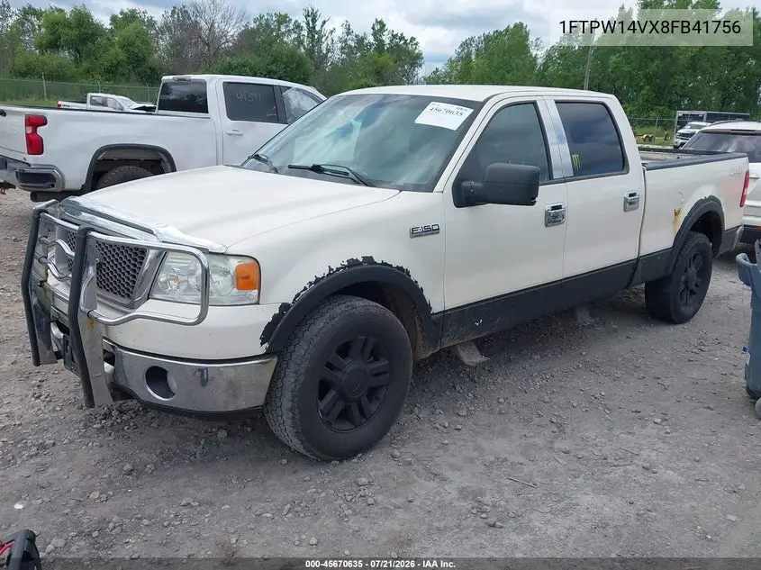 2008 Ford F-150 60Th Anniversary/Fx4/King Ranch/Lariat/Xlt VIN: 1FTPW14VX8FB41756 Lot: 45670635