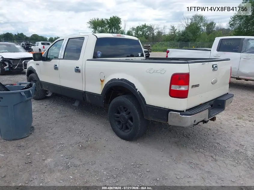 2008 Ford F-150 60Th Anniversary/Fx4/King Ranch/Lariat/Xlt VIN: 1FTPW14VX8FB41756 Lot: 45670635