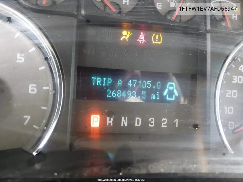 2010 Ford F-150 Fx4/Harley-Davidson/King Ranch/Lariat/Platinum/Xl/Xlt VIN: 1FTFW1EV7AFD56947 Lot: 45338856