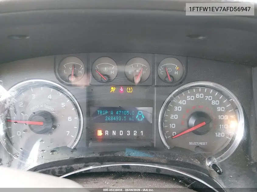 2010 Ford F-150 Fx4/Harley-Davidson/King Ranch/Lariat/Platinum/Xl/Xlt VIN: 1FTFW1EV7AFD56947 Lot: 45338856