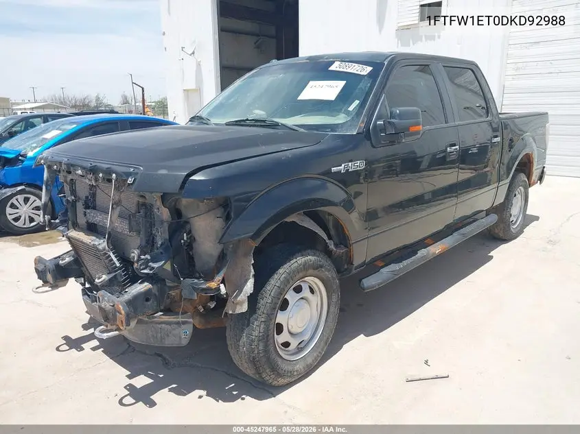 1FTFW1ET0DKD92988 2013 Ford F-150 Xlt