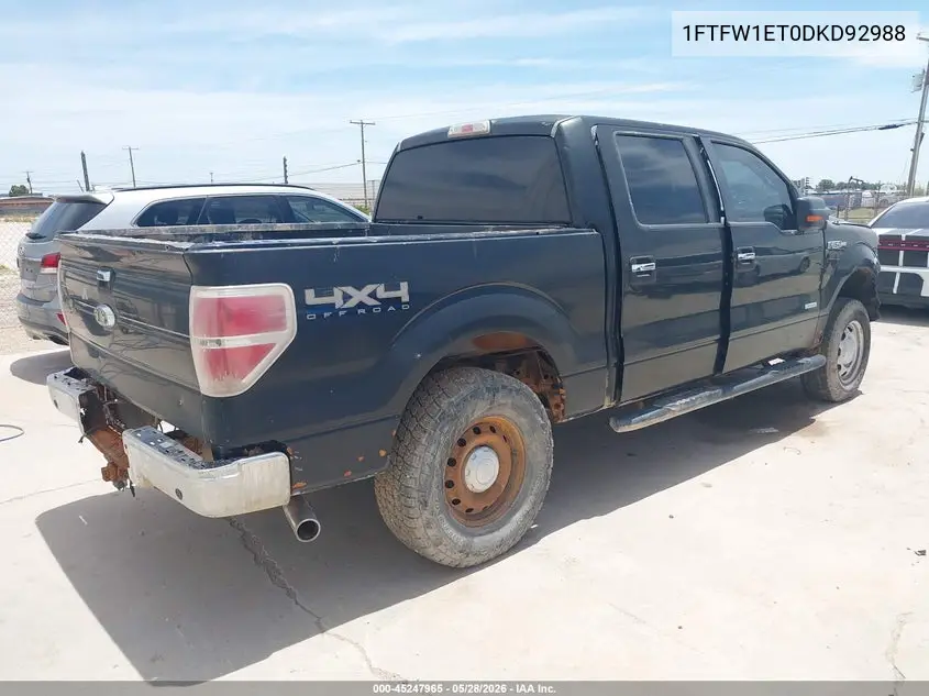 1FTFW1ET0DKD92988 2013 Ford F-150 Xlt