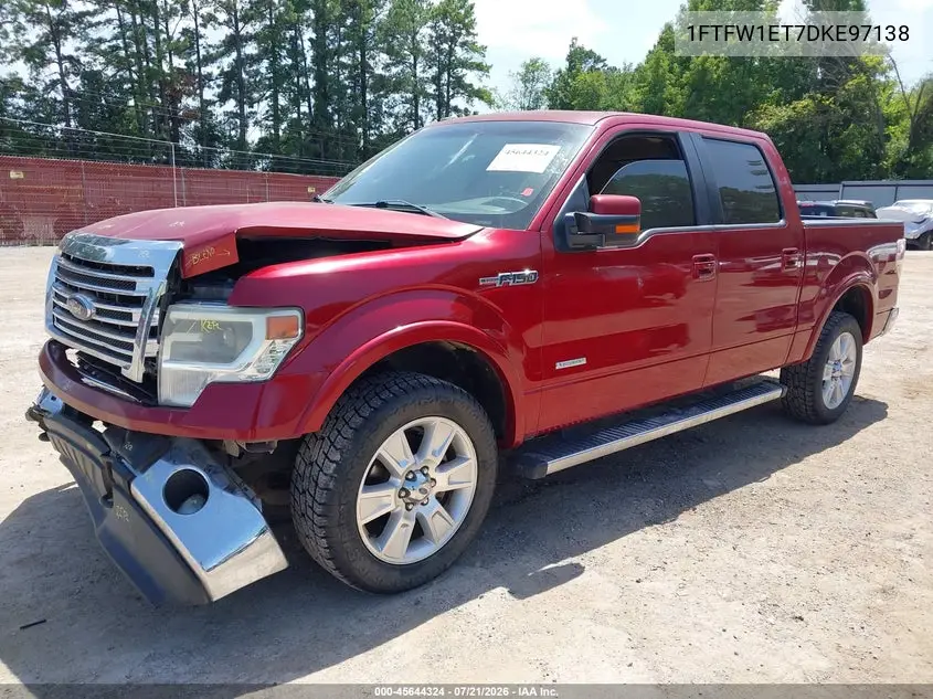 2013 Ford F-150 Lariat VIN: 1FTFW1ET7DKE97138 Lot: 45644324