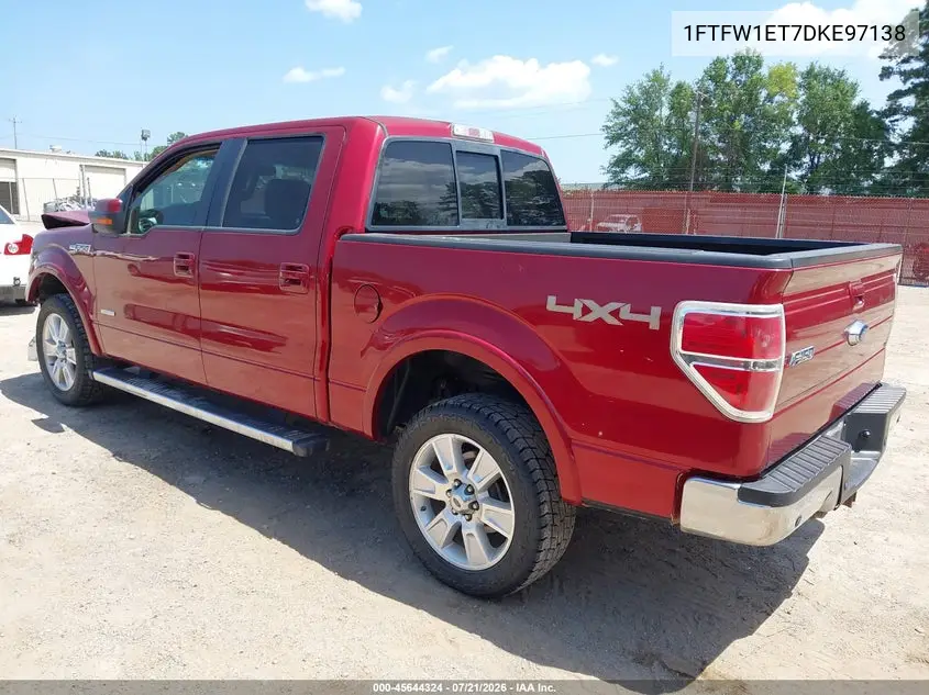 2013 Ford F-150 Lariat VIN: 1FTFW1ET7DKE97138 Lot: 45644324
