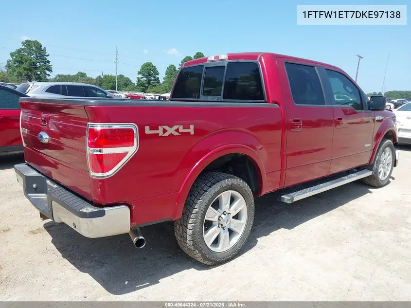 2013 Ford F-150 Lariat VIN: 1FTFW1ET7DKE97138 Lot: 45644324