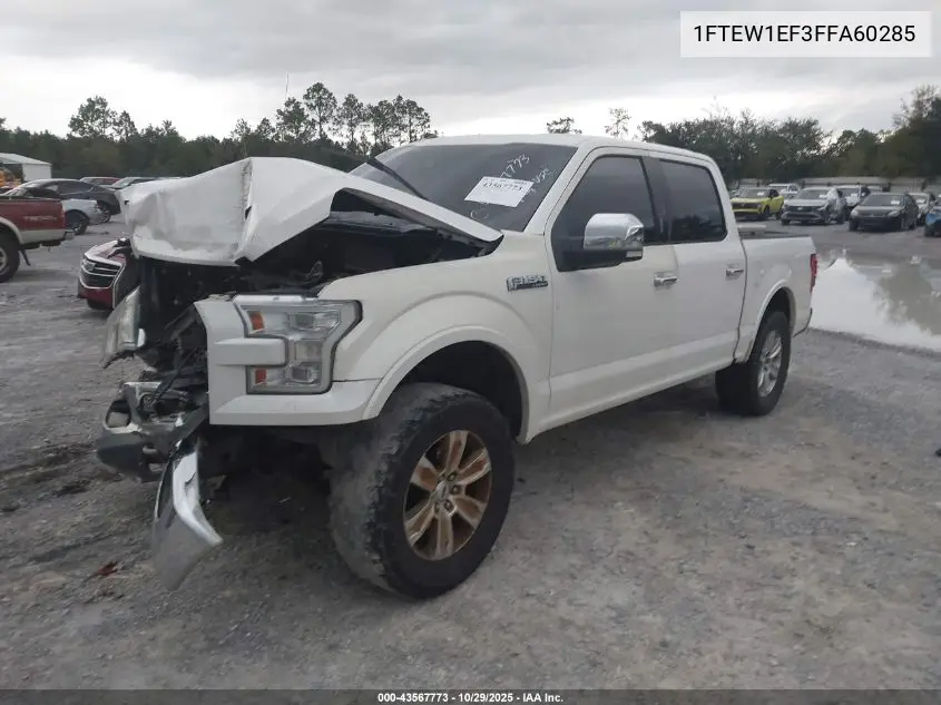 1FTEW1EF3FFA60285 2015 Ford F-150 Lariat