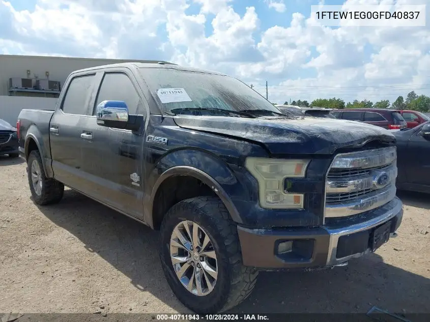1FTEW1EG0GFD40837 2016 Ford F-150 King Ranch