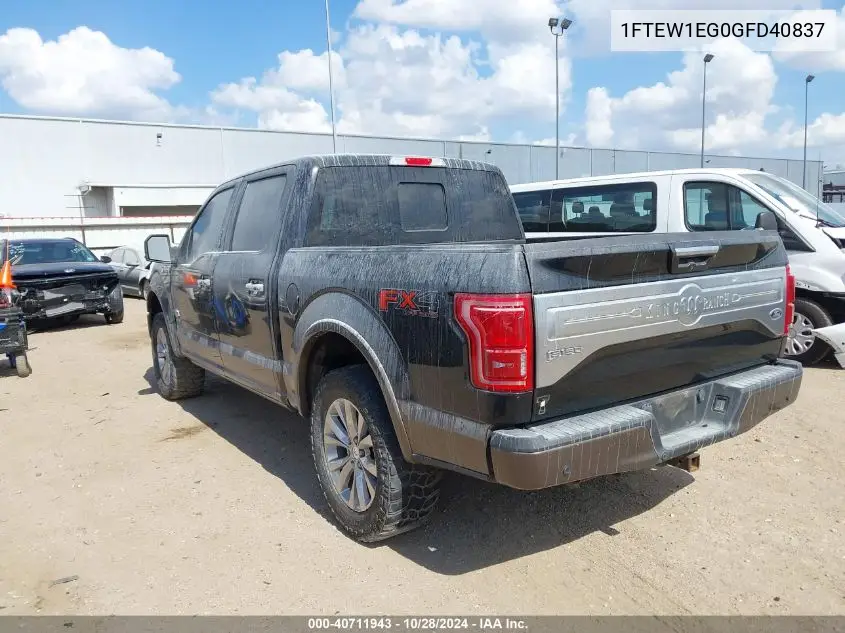 1FTEW1EG0GFD40837 2016 Ford F-150 King Ranch