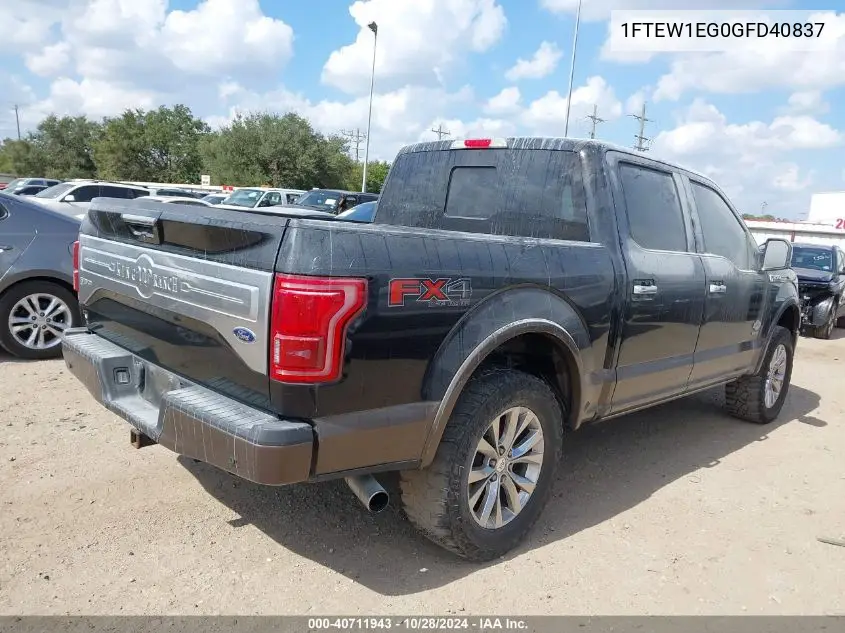 1FTEW1EG0GFD40837 2016 Ford F-150 King Ranch
