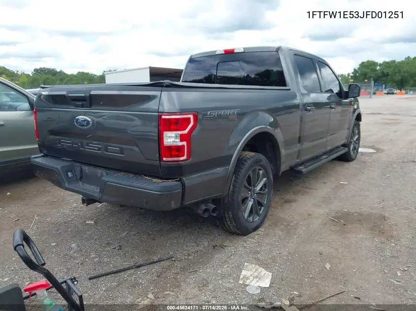 2018 Ford F150 Supercrew VIN: 1FTFW1E53JFD01251 Lot: 45624171