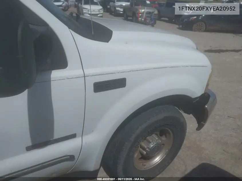 2000 Ford F-250 Lariat/Xl/Xlt VIN: 1FTNX20FXYEA20952 Lot: 45351681