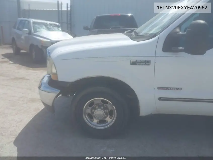 2000 Ford F-250 Lariat/Xl/Xlt VIN: 1FTNX20FXYEA20952 Lot: 45351681