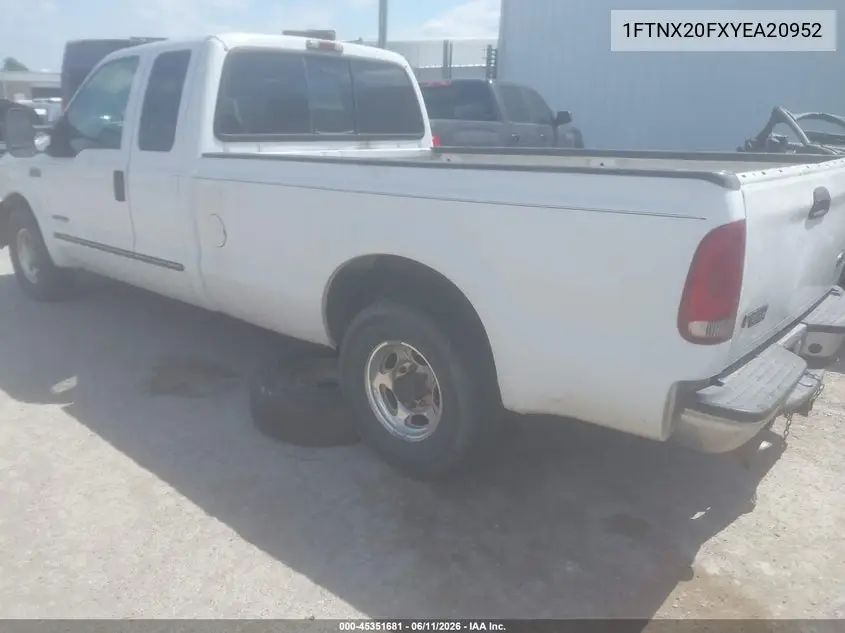 2000 Ford F-250 Lariat/Xl/Xlt VIN: 1FTNX20FXYEA20952 Lot: 45351681
