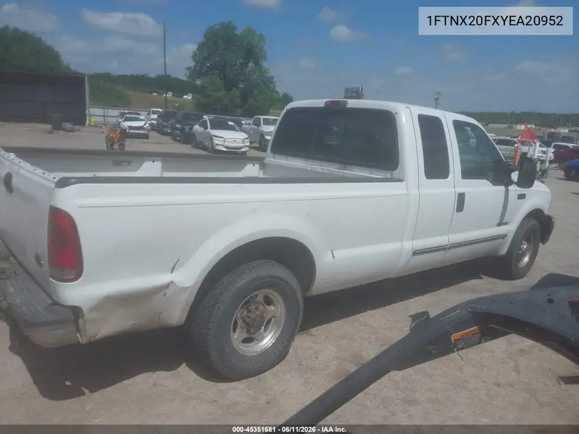 2000 Ford F-250 Lariat/Xl/Xlt VIN: 1FTNX20FXYEA20952 Lot: 45351681