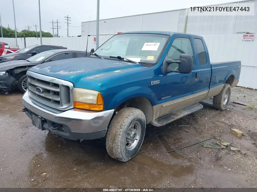 2000 Ford F-250 Lariat/Xl/Xlt VIN: 1FTNX21F0YEE47443 Lot: 45637787