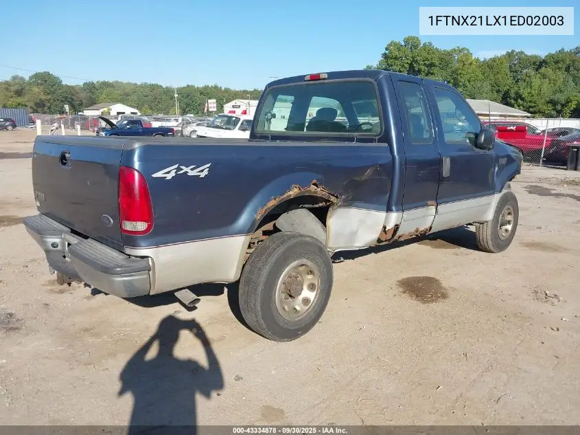 1FTNX21LX1ED02003 2001 Ford F-250 Lariat/Xl/Xlt